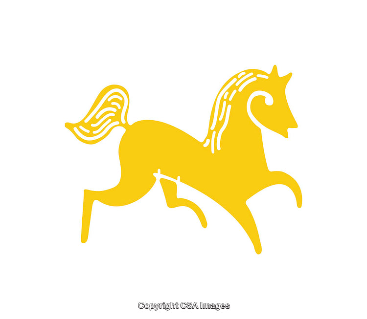 Elegant Yellow Horse Icon with Simplistic Design on White Background