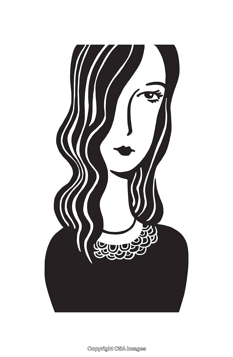 Abstract Black and White Line Art Portrait of a Woman