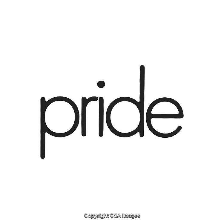 Stylized Black Text Depicting the Word 'Pride' on a White Background