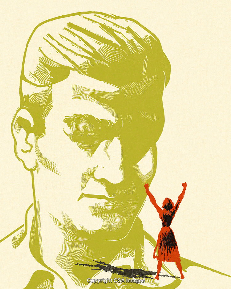 Expressionist Illustration of Overwhelming Figures and Empowered Small Character