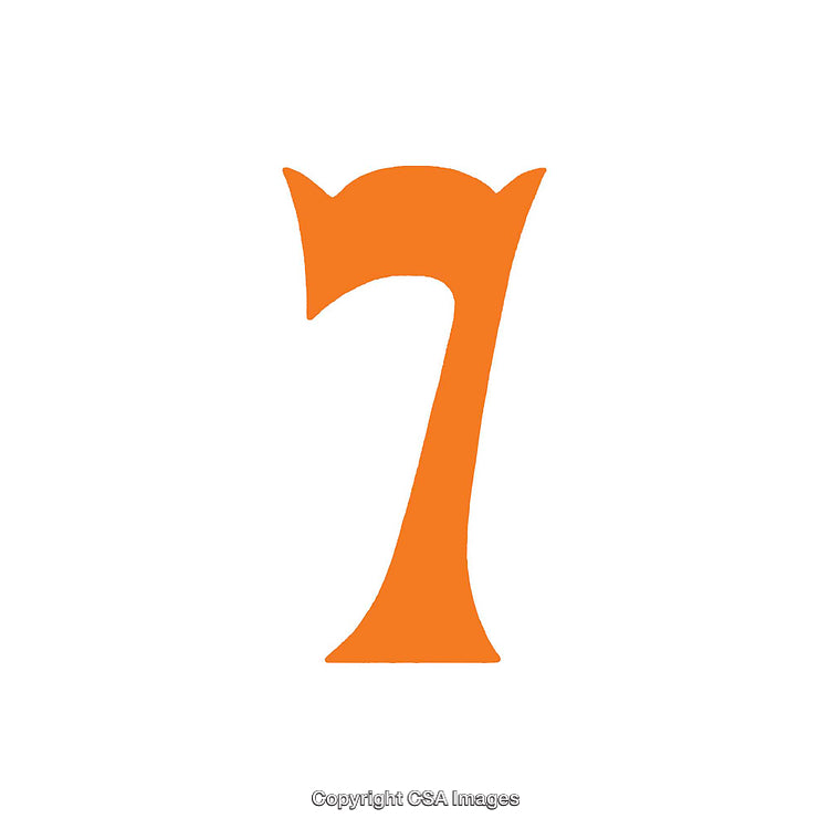 Orange Number Seven With Decorative Elements on White Background