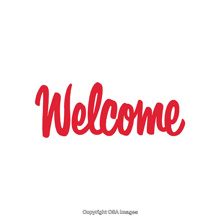 Welcome Text in Red on a Simple White Background