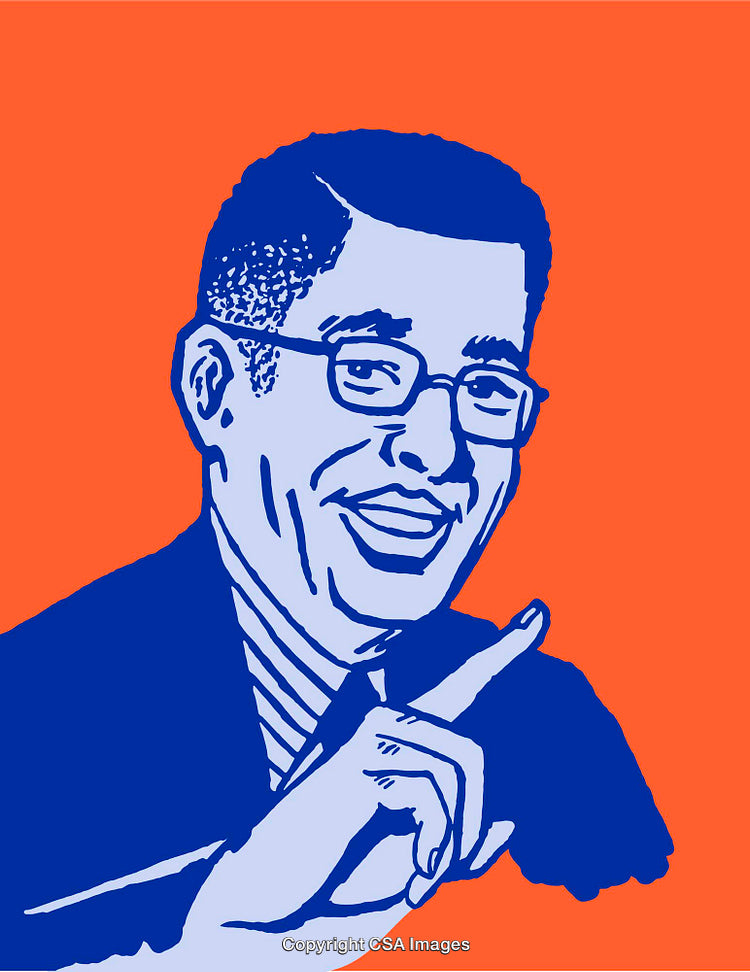 Stylized Portrait Illustration of a Man with Glasses on Bold Color Background