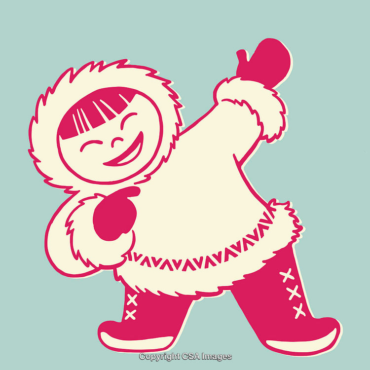 Cheerful Cartoon Character in Winter Clothing Posing with Enthusiasm