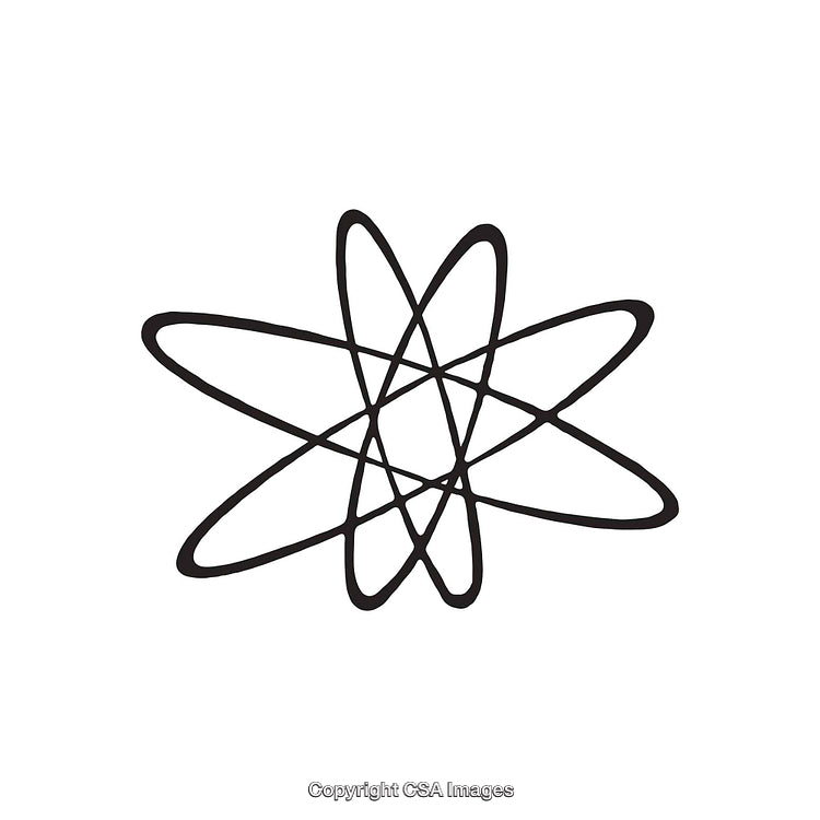 Abstract Artistic Black and White Atomic Shape Design