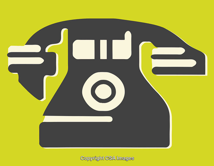 Retro Telephone Artwork with Bold Colors on Bright Background