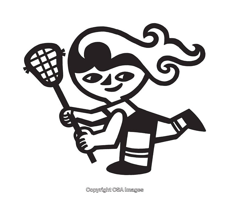 Black and White Line Art of a Lacrosse Player Animation