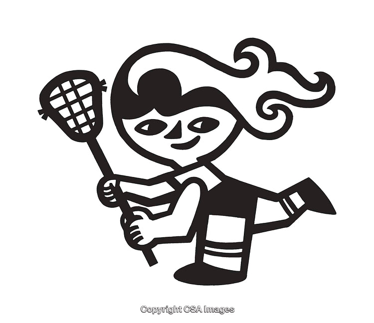 Black and White Line Art of a Lacrosse Player Animation