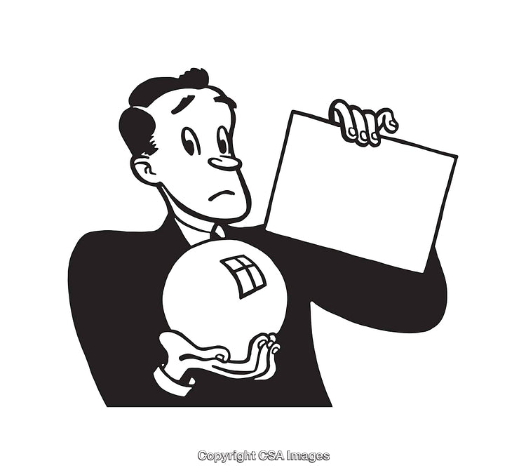 Retro Illustration of a Suspicious Business Person Analyzing a Globe