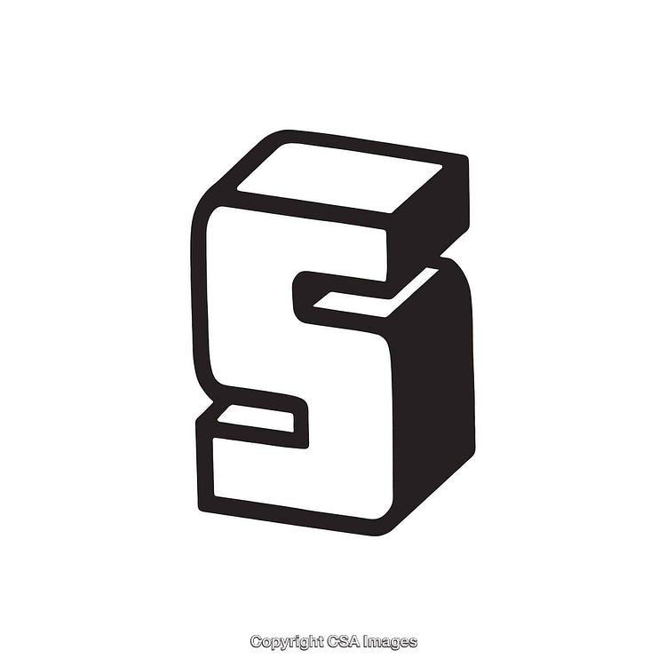 Bold 3D Stylized Black and White Letter S Icon Design