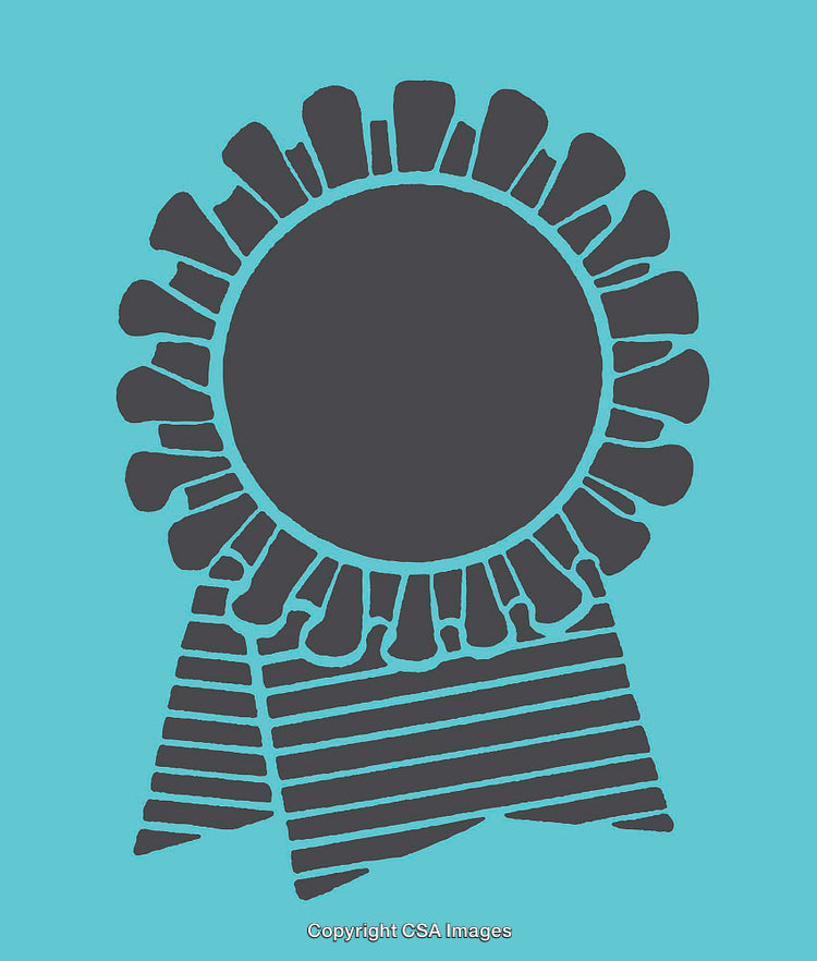 Minimalist Award Ribbon in Blue and Black Line Art Illustration