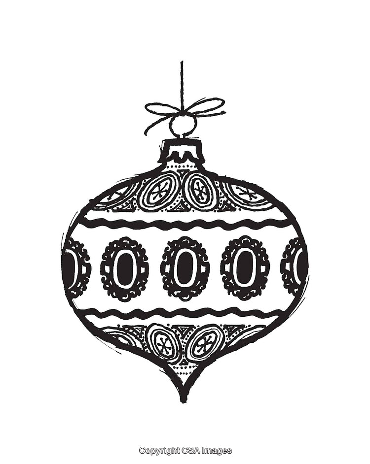 Intricate Black And White Line Art Illustration Of Christmas Ornament