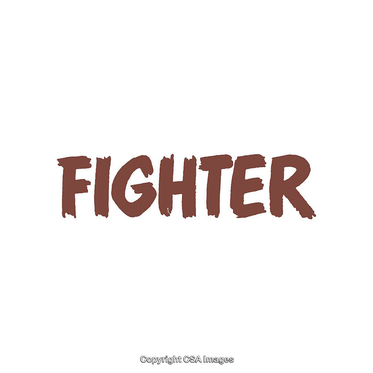 Brown Fighter Text Centered on a White Background