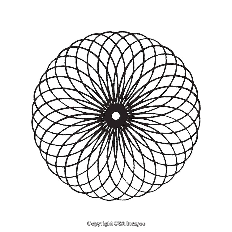 Intricate Black and White Circular Geometric Pattern on White Background