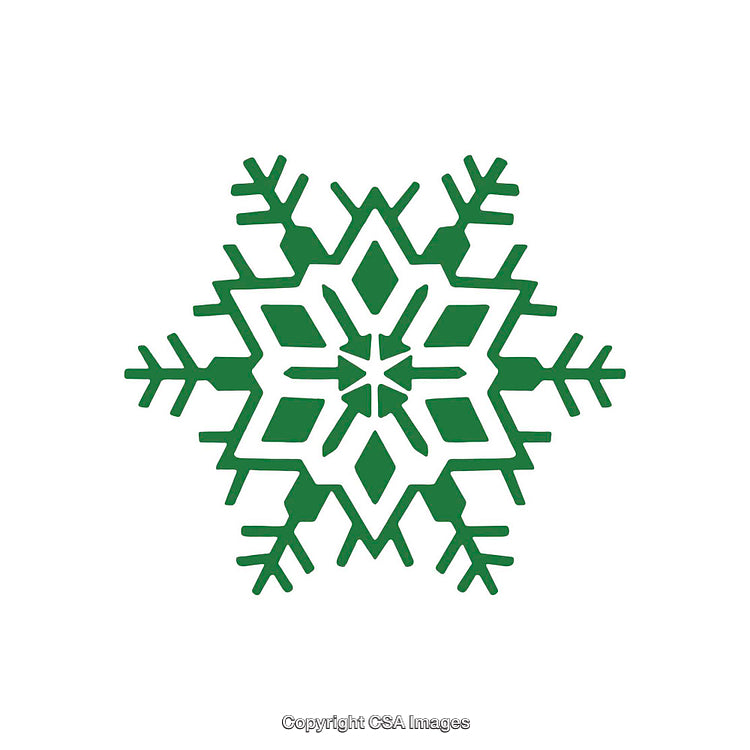 Green Snowflake Design with Geometric Symmetry on White Background