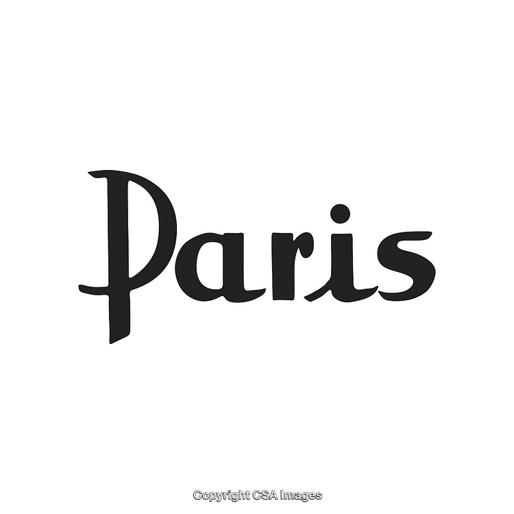 Stylized Paris Word Art in Modern Black Calligraphic Text on a White Background