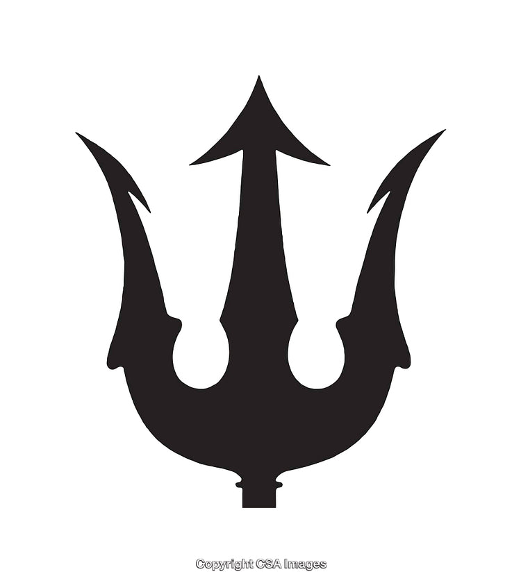 Black and White Trident Symbol Resembling Neptune's Weapon Illustration