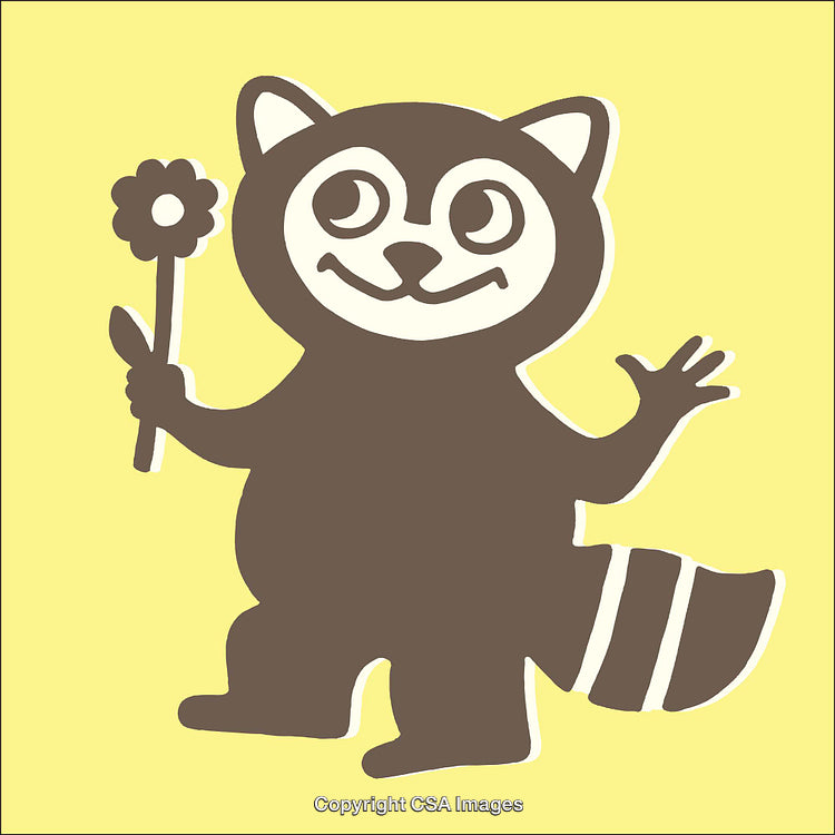 Adorable Cartoon Raccoon Holding Flower in a Cheerful Color Art Style