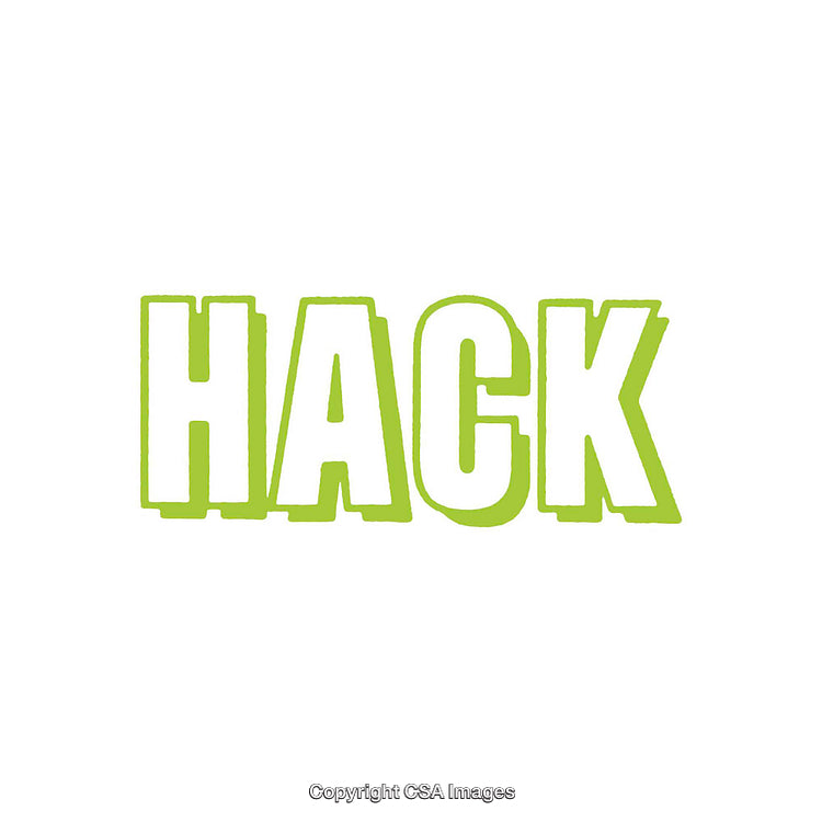 Bold Text 'Hack' in Green Colored Typographic Style on White Background