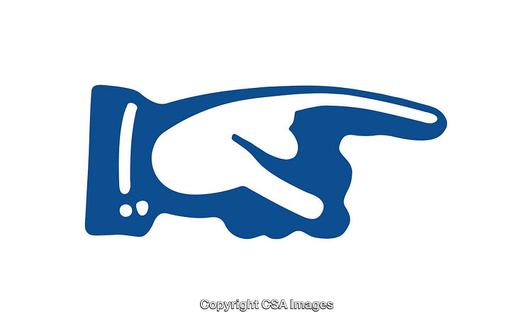 Blue Graphic Icon Depicting a Right-Pointing Hand Illustration
