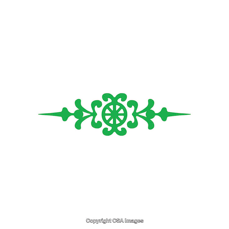 Ornamental Green Decorative Divider Featuring Elegant Floral Patterns and Geometric Motifs