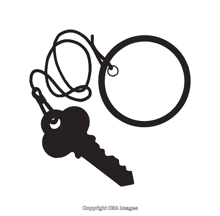 Black and White Silhouette of a Key on a Keychain Ring