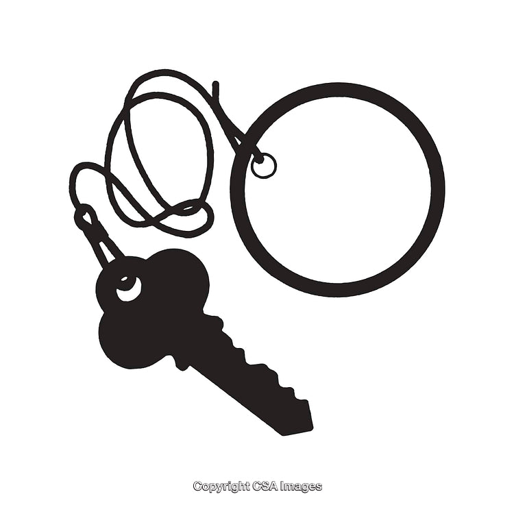 Black and White Silhouette of a Key on a Keychain Ring