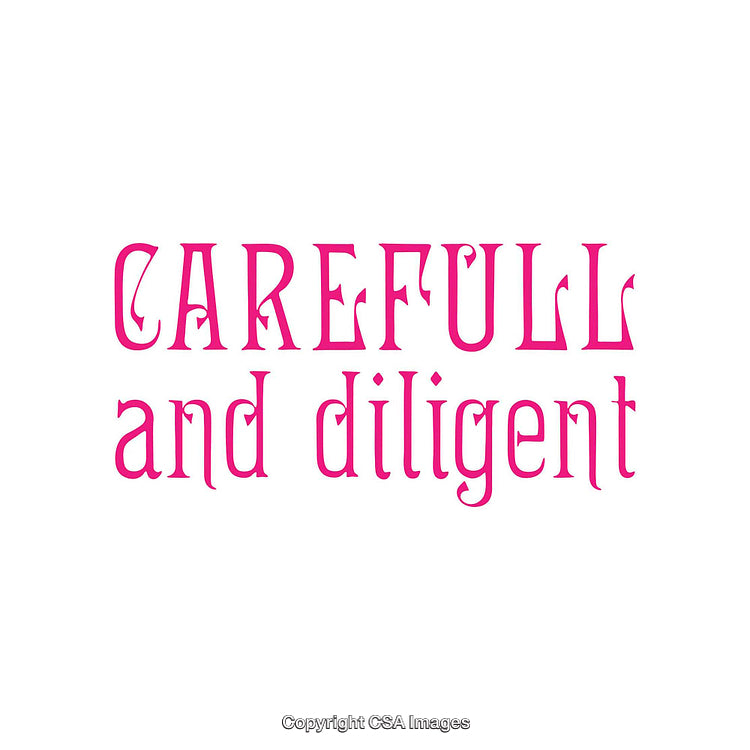 Bold Typography Design Featuring Careful and Diligent Text in Pink