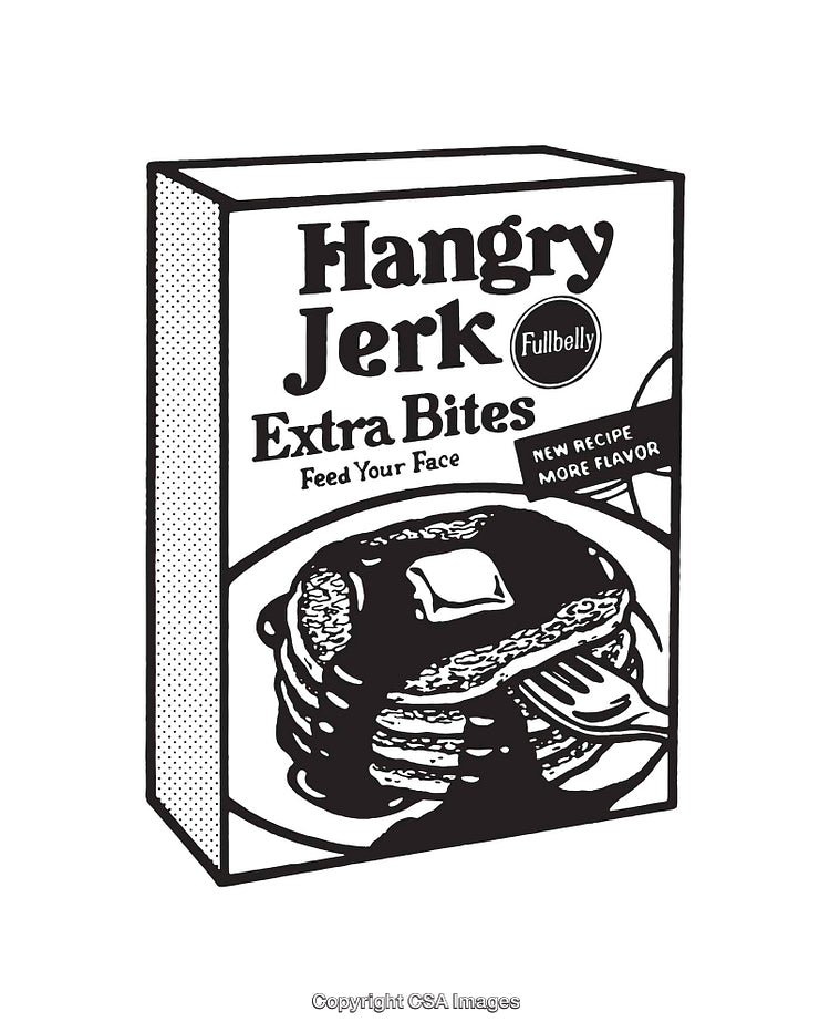 Black And White Line Art of Pancake Box Illustration with Bold Typography