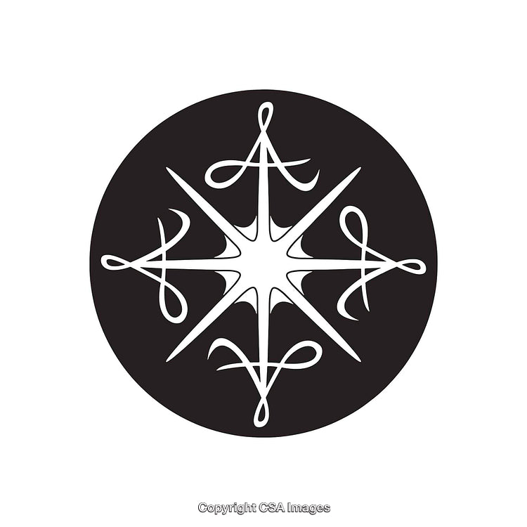Intricate Black and White Abstract Symbol on Circular Background
