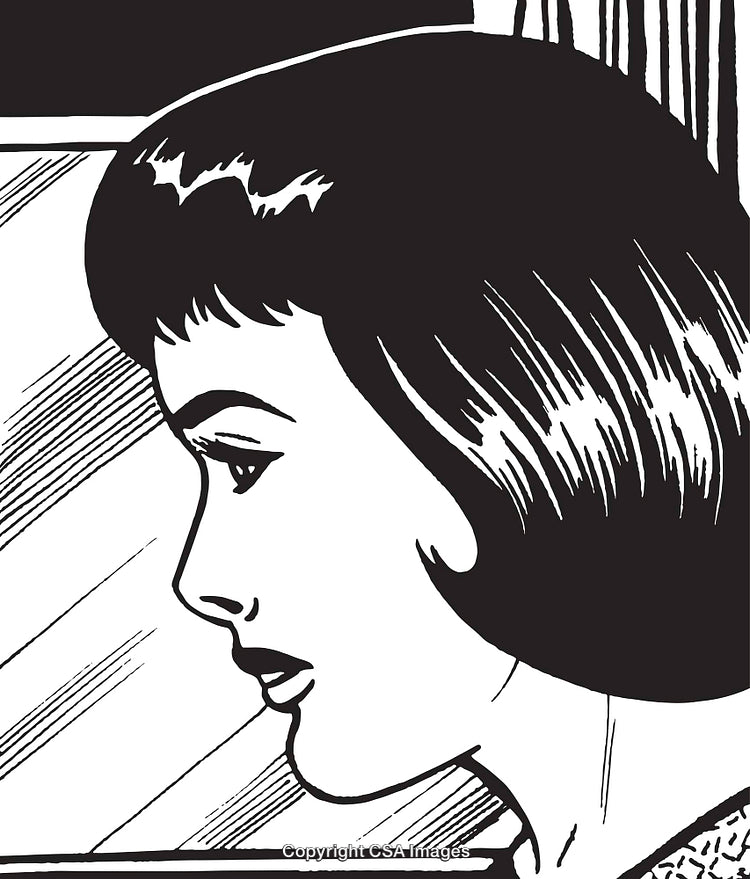 Side Profile Illustration of a Woman With Stylish Short Hair in Retro Style