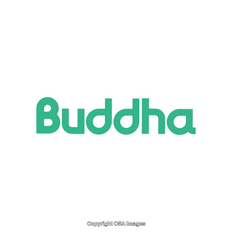 Green Text Design with the Word Buddha on White Background