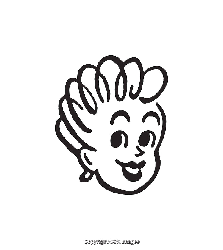 Playful Black and White Line Art Illustration of a Cheerful Character