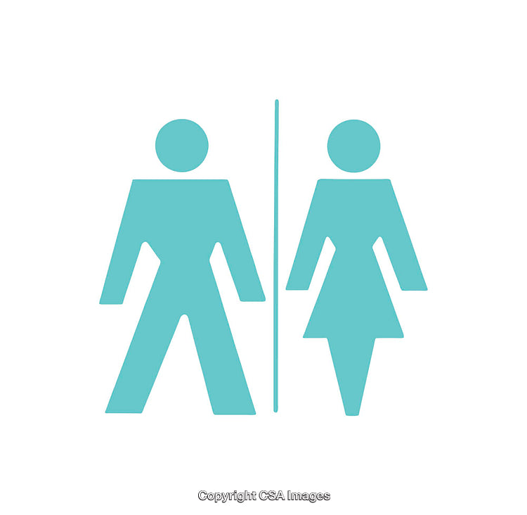 Minimalist Restroom Icon Featuring Male and Female Silhouettes in Blue