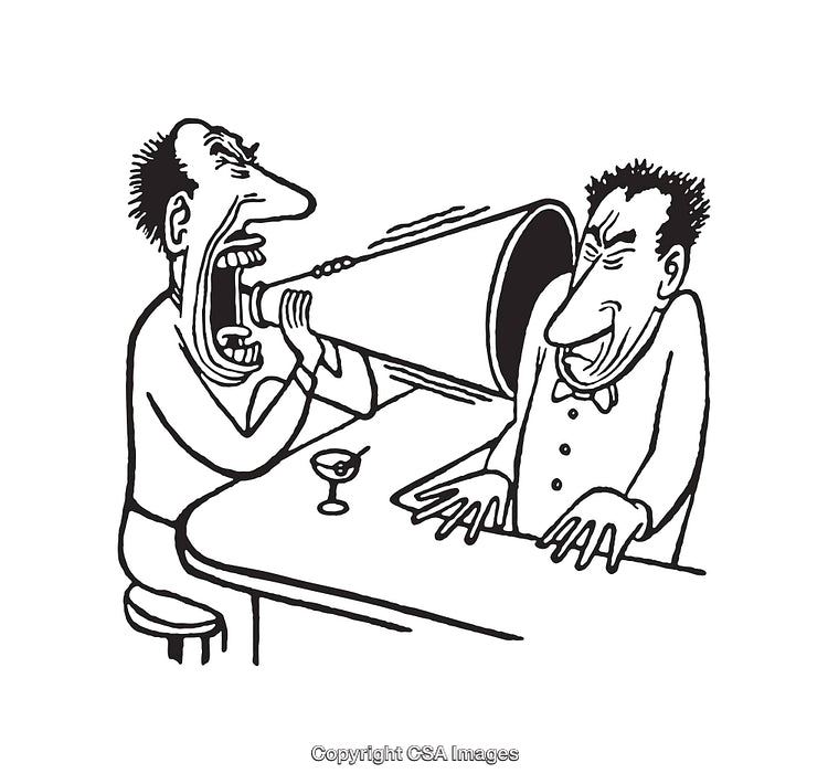 Black and White Line Art of a Humorous Bar Interaction