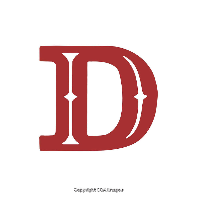 Bold Red Letter D Styled with Modern Typography