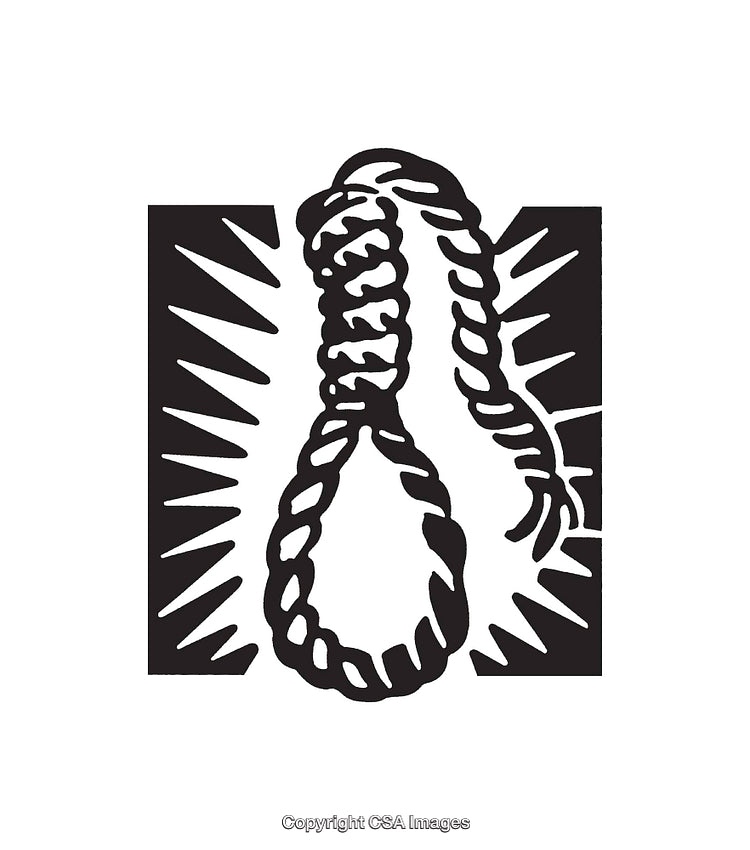 Black and White Line Art of a Knotted Rope Illustration