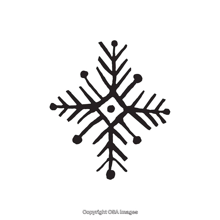 Black and White Handdrawn Symbol of Geometric Snowflake Design