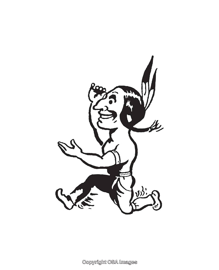 Vintage Black and White Line Art Character Illustration