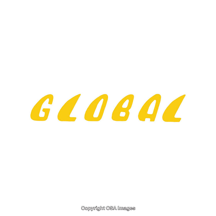 Yellow Text Graphic Featuring the Word Global in a Bold Style
