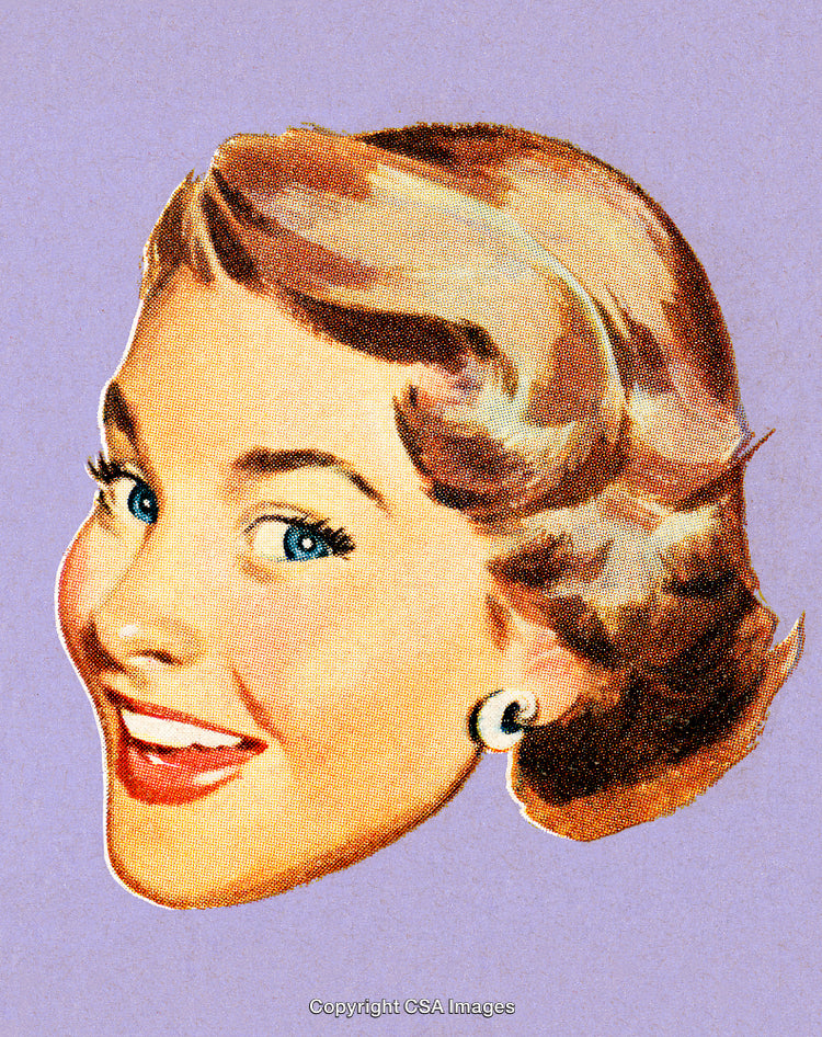 Retro Illustration of a Smiling Woman in Vintage Style Design