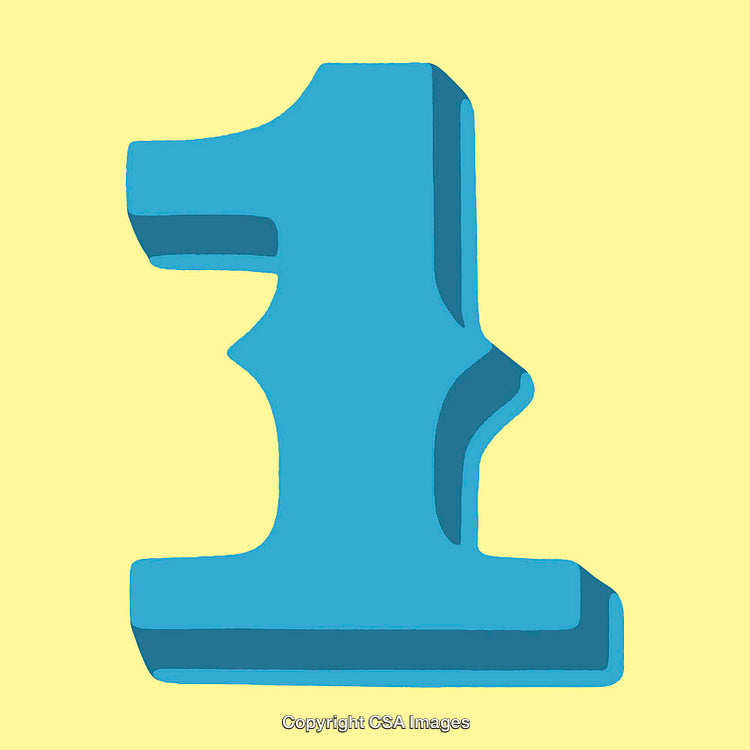 Bold Blue Number One Design on Yellow Background