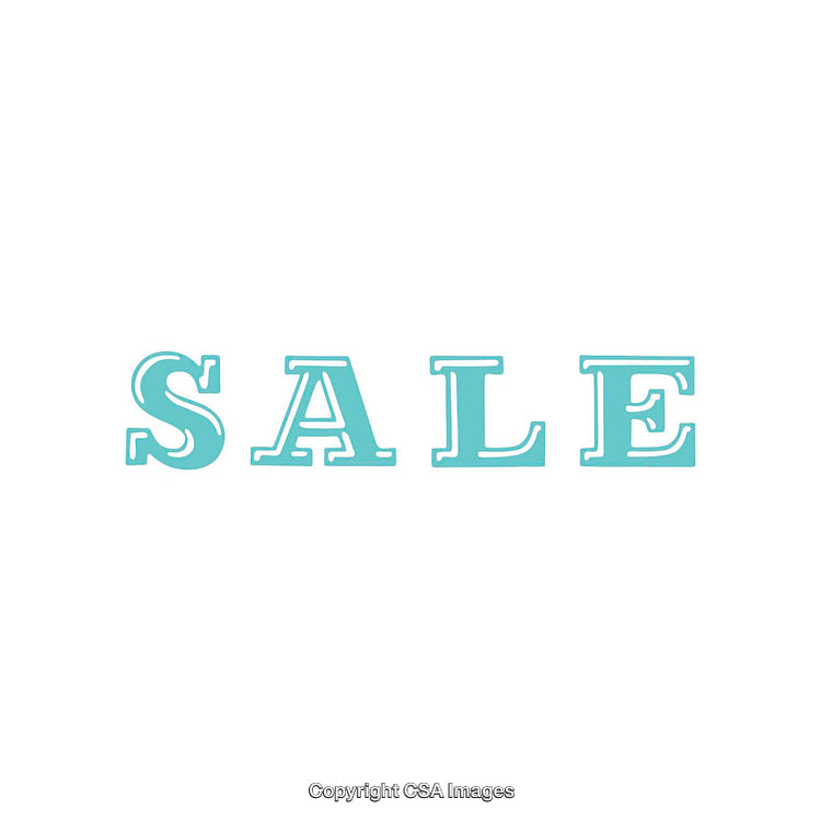 Turquoise Sale Text on a White Background in Minimalistic Style