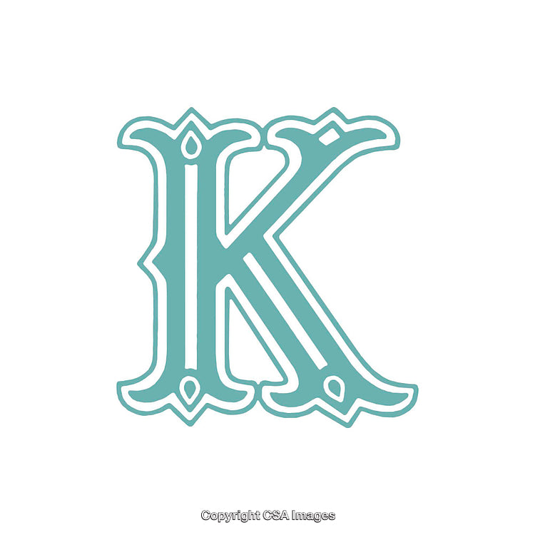 Ornate Letter K Design with Elegant Decorative Style in Green