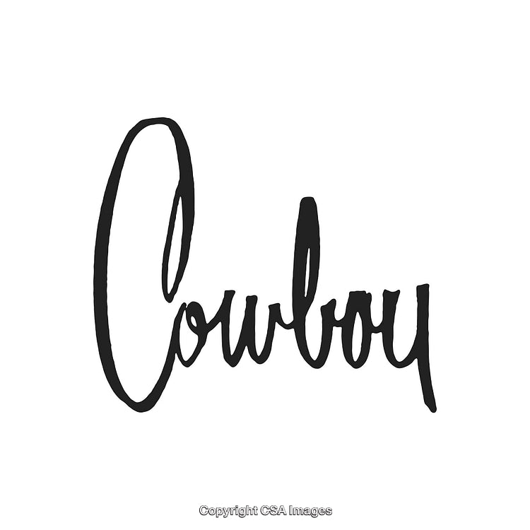 Elegant Handwritten Calligraphy Featuring the Word Cowboy in Black Ink