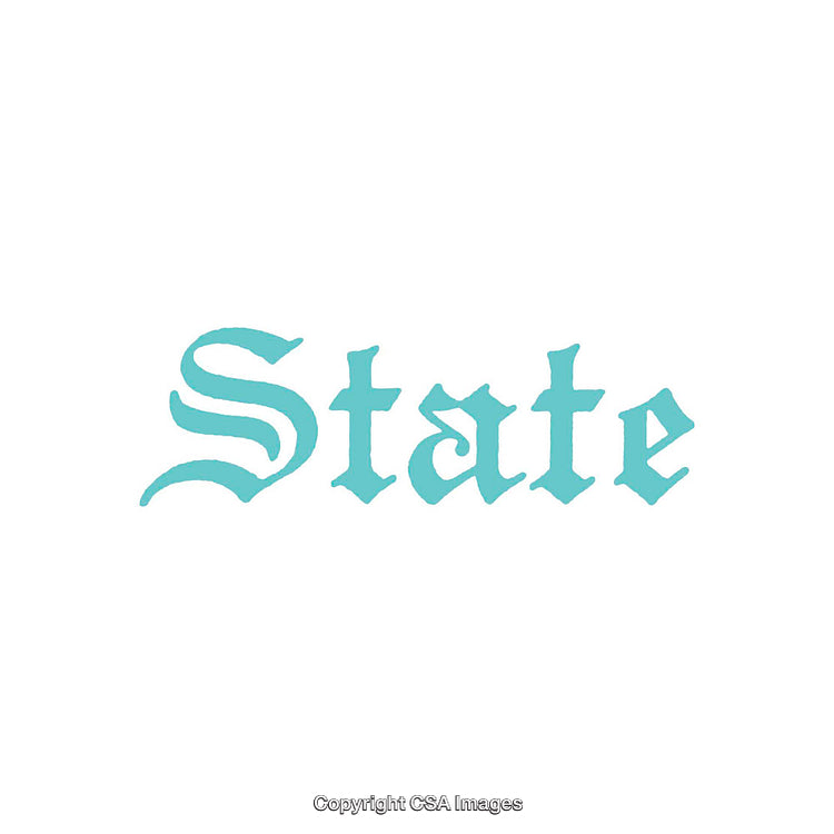 Elegant Gothic Font Design Featuring the Word 'State' in Blue Hue