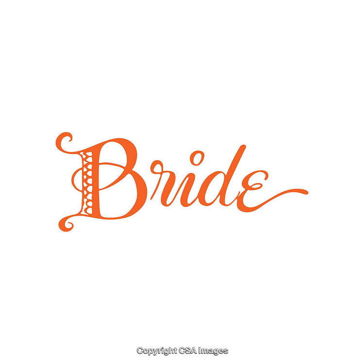 Elegant Bride Calligraphy in Orange on White Background