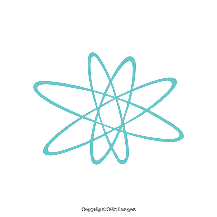 Abstract Atomic Shape in Blue with White Background