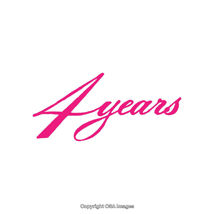Pink Script Writing Depicting '4 Years' in Bold Lettering