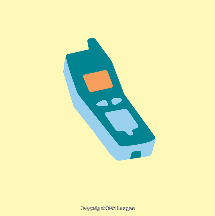 Vintage Mobile Phone Retro Illustration on Soft Yellow Background